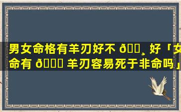 男女命格有羊刃好不 🕸 好「女命有 🐛 羊刃容易死于非命吗」